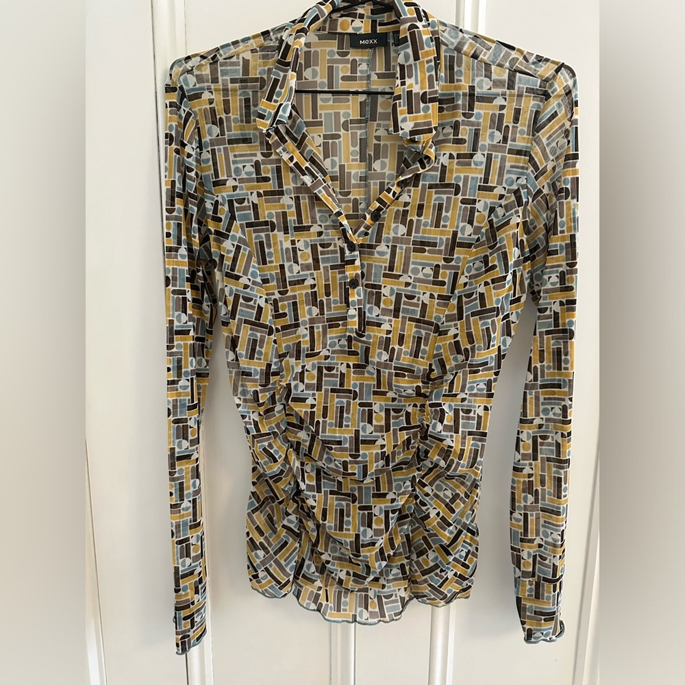 Mesh vintage y2k long sleeve button up blouse